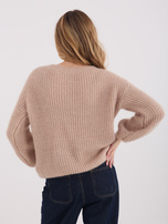 Beżowy damski sweter z długim rękawem