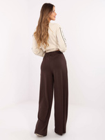 Czekoladowe szerokie spodnie basic z kieszeniami