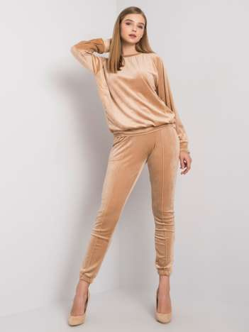 Beige velour two-piece set Kimberly