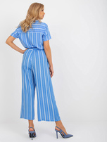 Hurt Niebieskie materiałowe spodnie palazzo z wiskozy SUBLEVEL