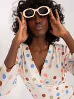 Hurtownia Kremowa dopasowana sukienka w grochy