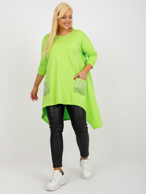 Hurt Limonkowa bluzka plus size o asymetrycznym kroju