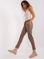 Hurt Brązowe dresowe spodnie basic z kieszeniami Aprilia