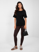 Czarny t-shirt basic w jednolitym kolorze RUE PARIS