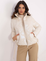 Hurt Perłowa zimowa kurtka damska z połyskiem 