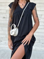 Hurtownia Czarna luźna sukienka z falbaną MAYFLIES