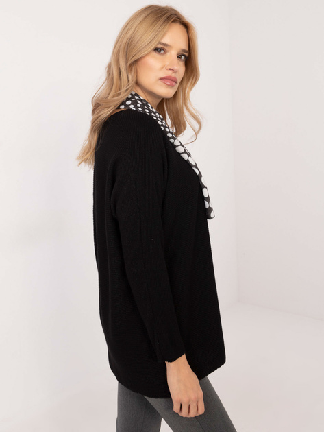 Hurt Czarny damski sweter oversize z błyszczącą nitką