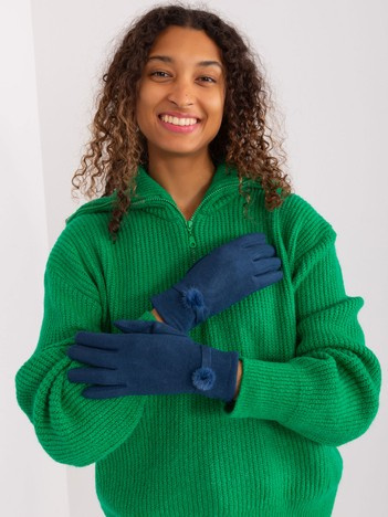 Hurt Dunkelblaue Winterhandschuhe mit Pompon.