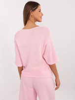 Hurt Jasnoróżowy sweter oversize z dodatkiem bawełny