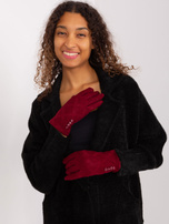 Hurt Bordowe rękawiczki w geometryczny wzór