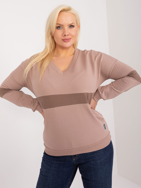 Hurt Ciemnobeżowa bluzka plus size z dekoltem V