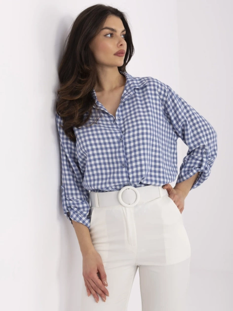 Hurt Ciemnoniebiesko-biała koszula z kołnierzykiem