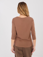 Jasnobrązowa bluzka z rękawem 3/4 BASIC FEEL GOOD 