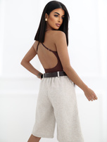 Helle beige dicke Bermuda-Shorts mit hohem Bund RUE PARIS.