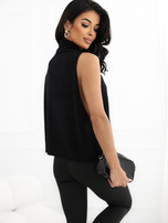Black women's sweater with deep side slits.