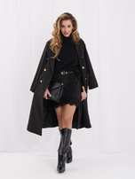Czarny damski sweter oversize golf z rozcięciami 