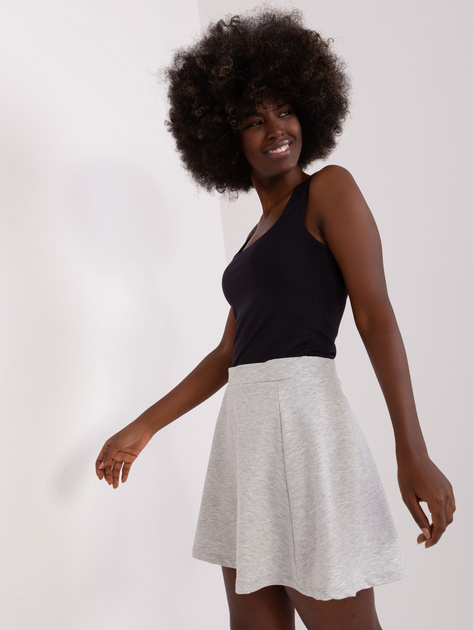 Hurt Jasnoszara mini spódnica dresowa z suwakiem