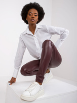 Ciemnobordowe legginsy ze skóry ekologicznej Briana RUE PARIS