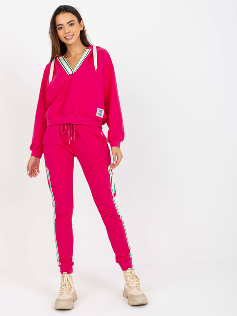 Hurt Fuksjowy bawełniany komplet casualowy z aplikacją