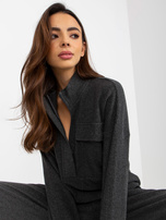 Hurtownia Ciemnoszara prążkowa piżama ze spodniami 