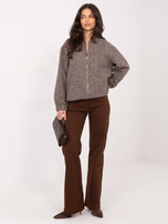 Ciemnobeżowa rozpinana kurtka z domieszką wełny