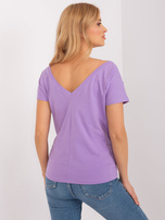 Hurt Liliowy t-shirt z dekoltem na plecach Fire BASIC FEEL GOOD