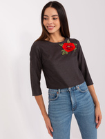 Hurt Czarna krótka bluzka wizytowa z rękawem 3/4 