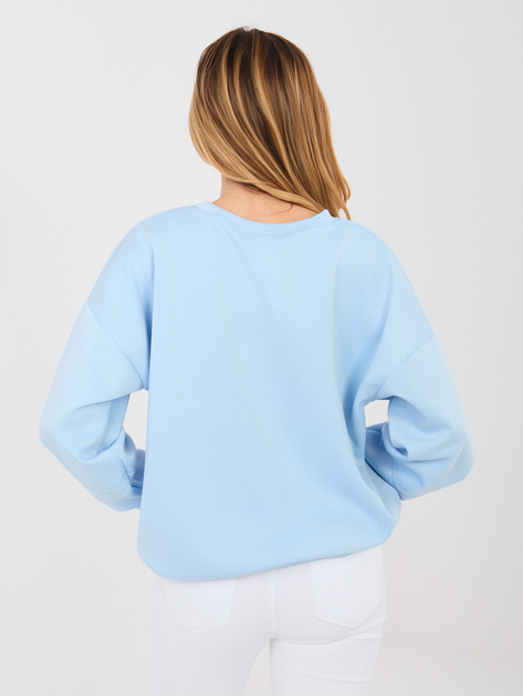 Pastelowa niebieska damska bluza bez kaptura RUE PARIS