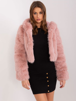 Hurt Jasnoróżowa krótka kurtka damska futrzana