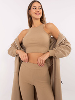 Hurt Ciemnobeżowy trzyczęściowy komplet z legginsami