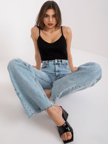 Czarny top z bawełny prążkowanej Alla OCH BELLA