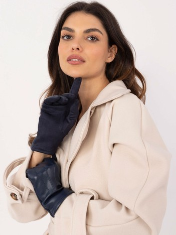 Hurt Navy blue women's gloves with eco leather.
