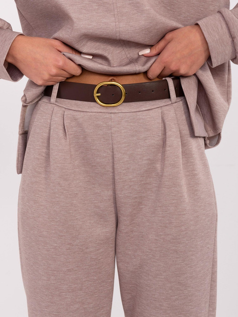 Hurt Ciemnobeżowe melanżowe dresowe spodnie z wiskozą
