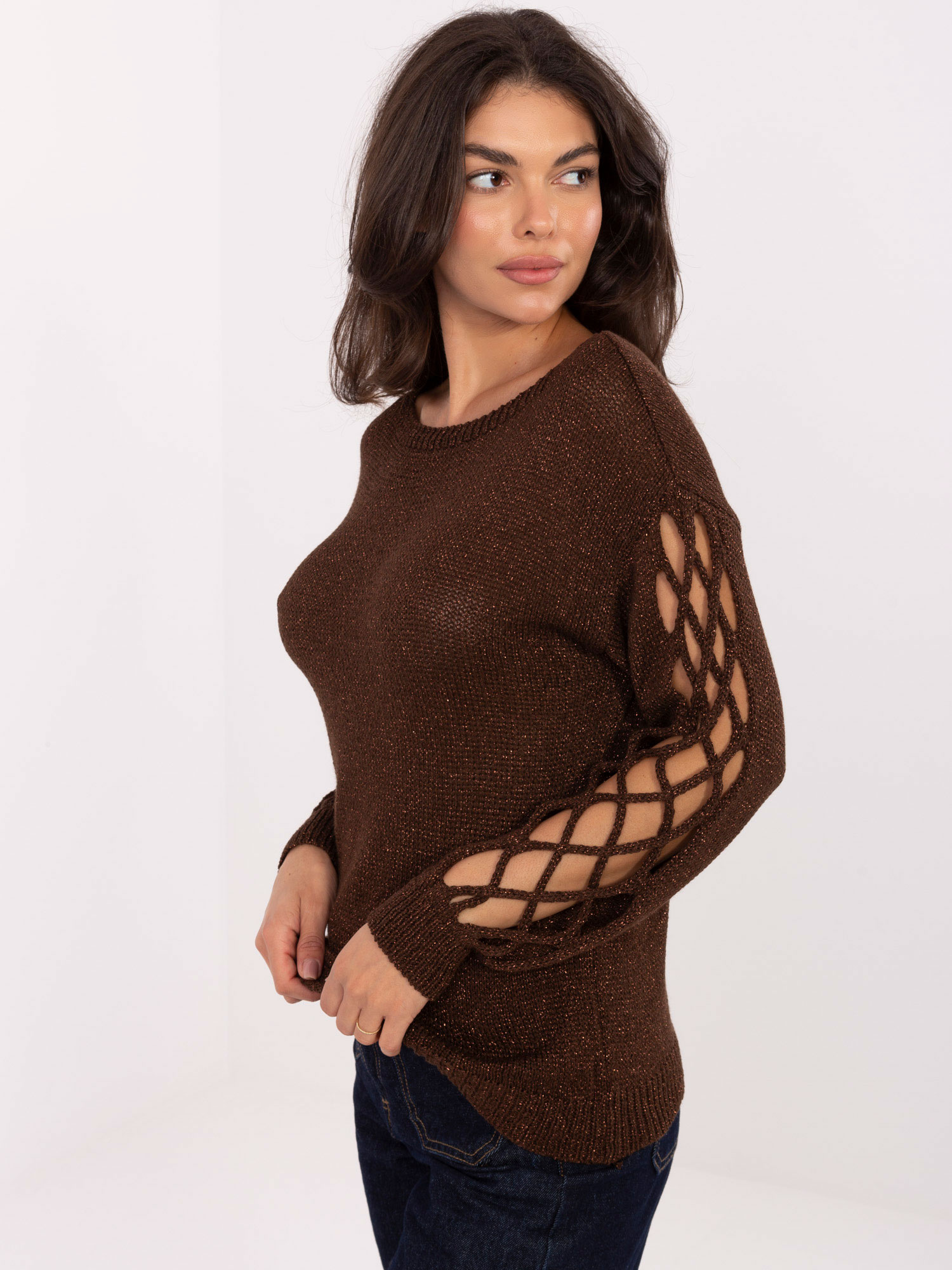 Sweter ciemny brązowy
