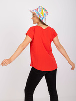 Czerwona bluzka na co dzień z okrągłym dekoltem SUBLEVEL