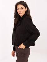 Czarny krótki płaszcz z zamszu RUE PARIS 