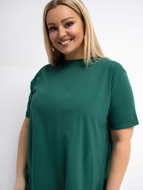 Ciemnozielona bluzka plus size z falbaną