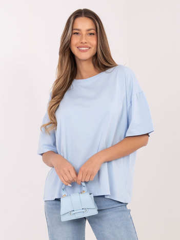 Jasnoniebieski bawełniany t-shirt basic RUE PARIS