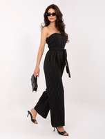 Czarny damski kombinezon z elastycznym marszczeniem