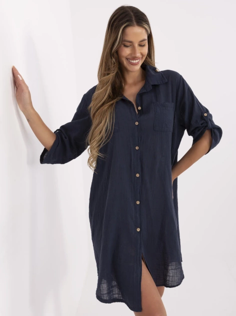 Granatowa koszulowa sukienka na lato OCH BELLA