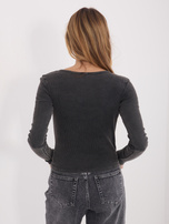 Grafitowa damska bluzka basic w prążek 