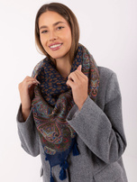 Ciemnoniebieska damska chusta z nadrukiem 