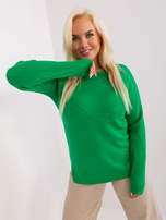 Hurt Zielony sweter plus size z okrągłym dekoltem