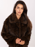 Ciemnobrązowa futrzana kurtka z podszewką RUE PARIS 