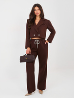 Brązowy dresowy komplet z krótką marynarką RUE PARIS