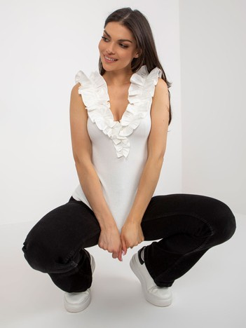 Hurt Ecru ribbed top with a back neckline.