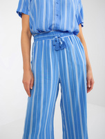 Hurt Niebieskie materiałowe spodnie palazzo z wiskozy SUBLEVEL