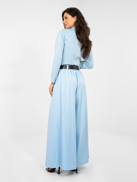 Pastelowe niebieskie szerokie spodnie z zakładkami RUE PARIS