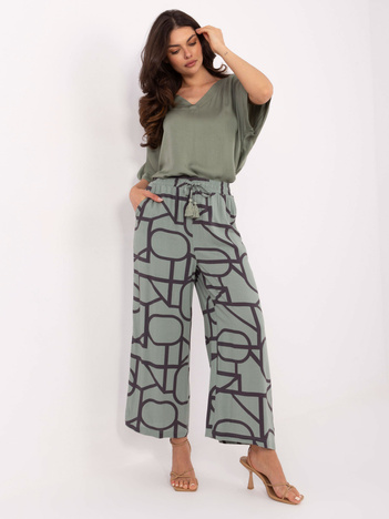 Pistacjowe szerokie spodnie na lato SUBLEVEL