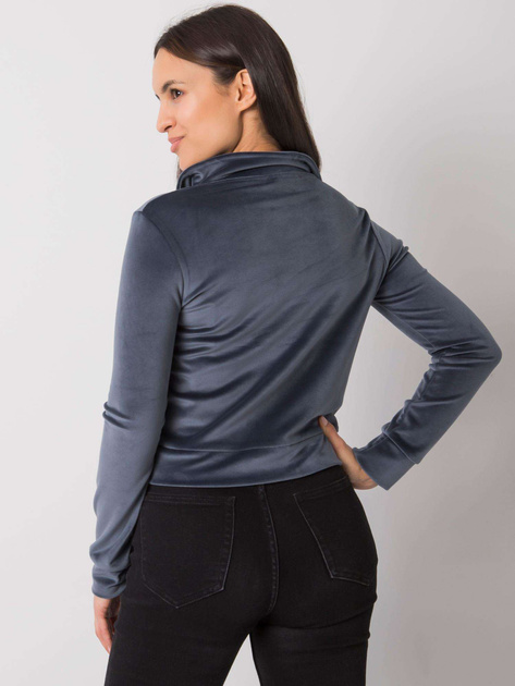 Ciemnoszara welurowa bluza rozpinana Charley RUE PARIS